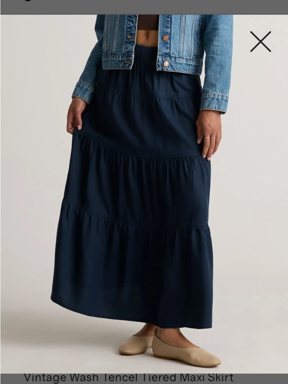 NWT Quince Tencel Tiered Maxi Skirt in Midnight Blue - Picture 10 of 12